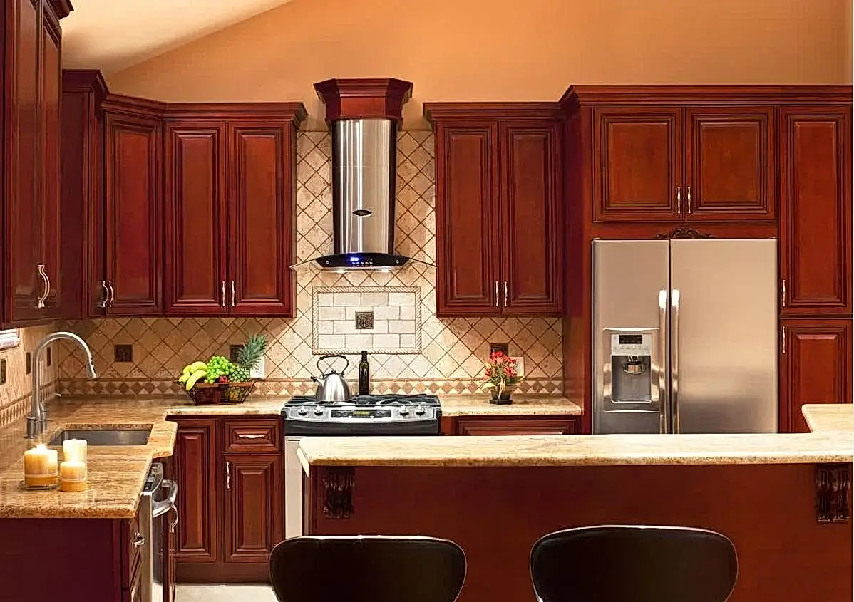 Solid Wood Kitchen Cabinets 11 Glazed wooden kitchen cabinets