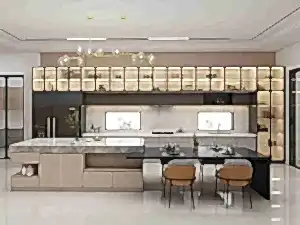 Black Modern Showcase One-Wall Kitchen Cabinets (1)