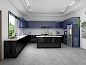 Blue Lacquer Modern U-Shaped Kitchen Cabinets (2)