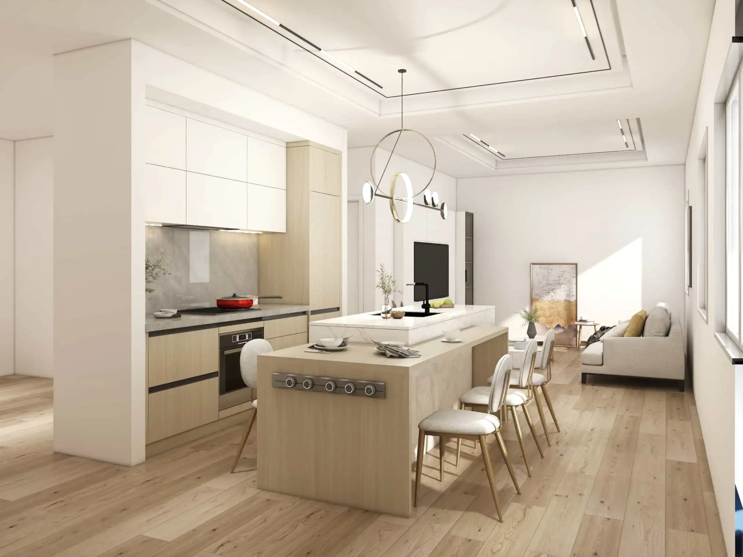 Modern Wood Veneer Two-tone Minimalist Small Kitchen Cabinets 1 Modern Two-tone Minimalist Small Kitchen Cabinets
