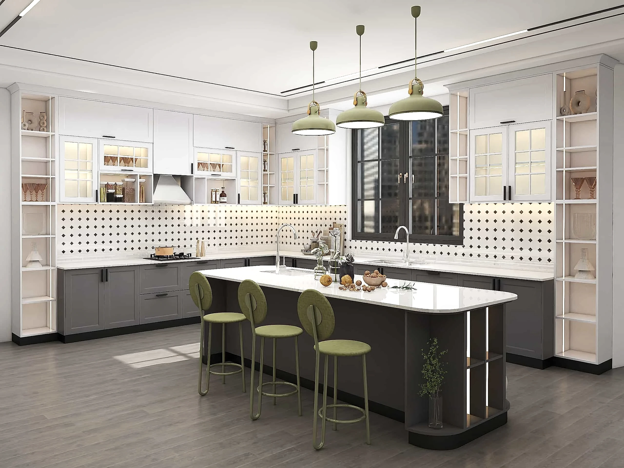 Shaker Kitchen Cabinets 15 Traditional Farmhouse Two-tone Shaker L-shaped Kitchen Cabinets