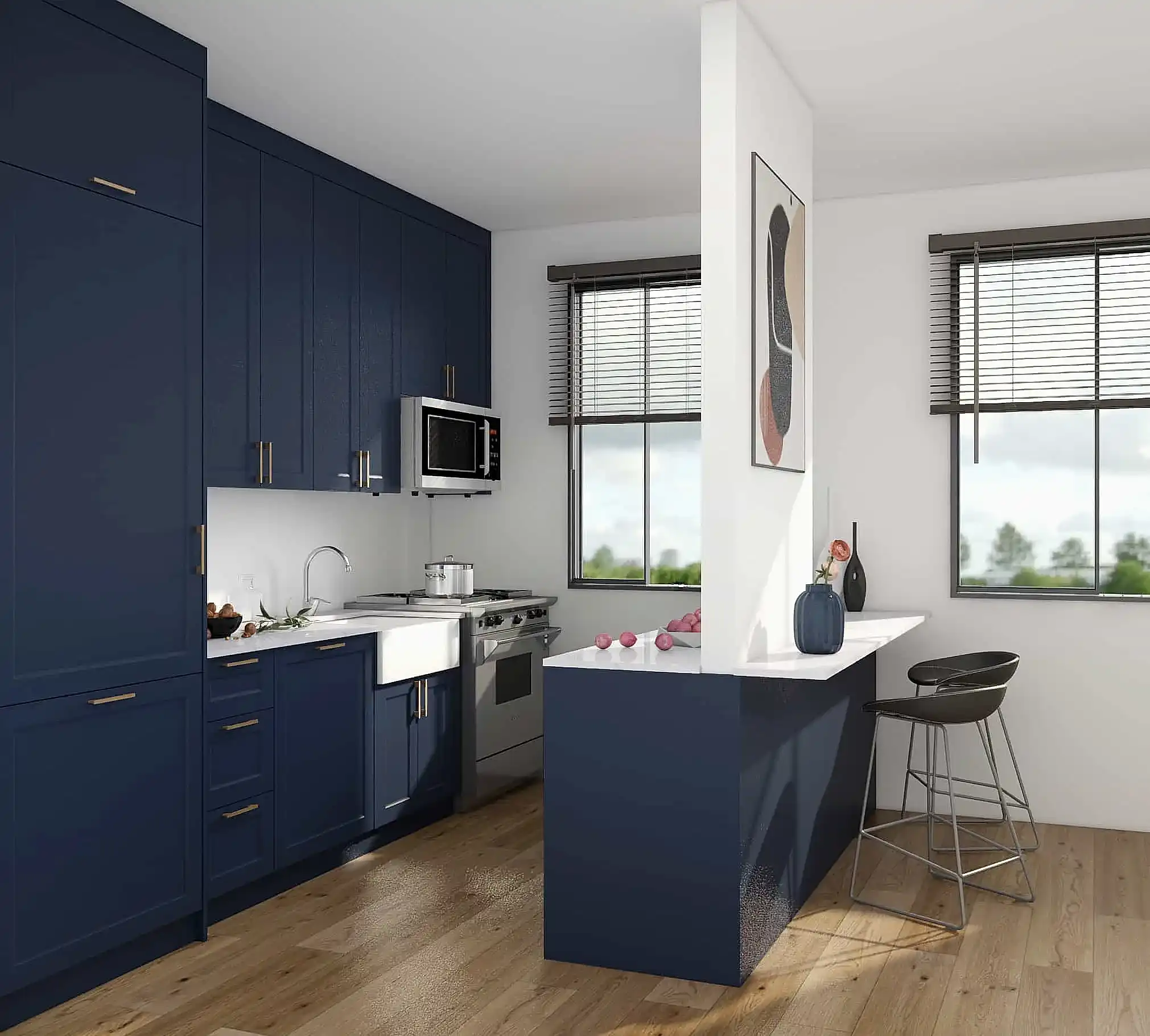 Blue Lacquer Modern Gallery Small Kitchen Cabinets 1 Blue Lacquer Modern Gallery Small Kitchen Cabinets