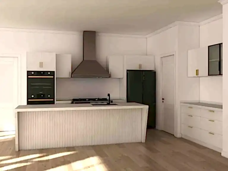 Minimalist Elegance Exploring a Chic White Kitchen with Wooden Accents