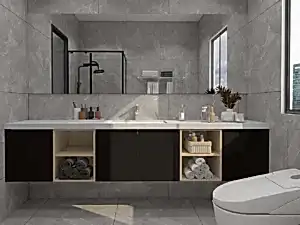 Black and Wood Two Tone Wood Bathroom Vanity