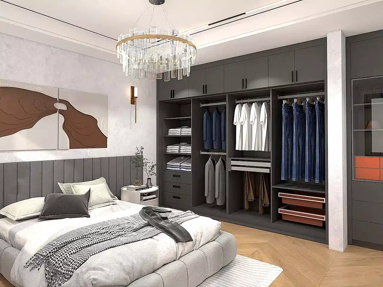 Black L-Shaped Melamine Sliding Door Wardrobe 4 Black L-Shaped Melamine Sliding Door Wardrobe