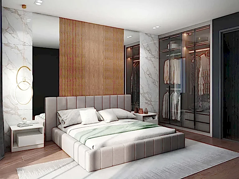 Black Melamine Modern Hinged Wardrobes with Glass Doors