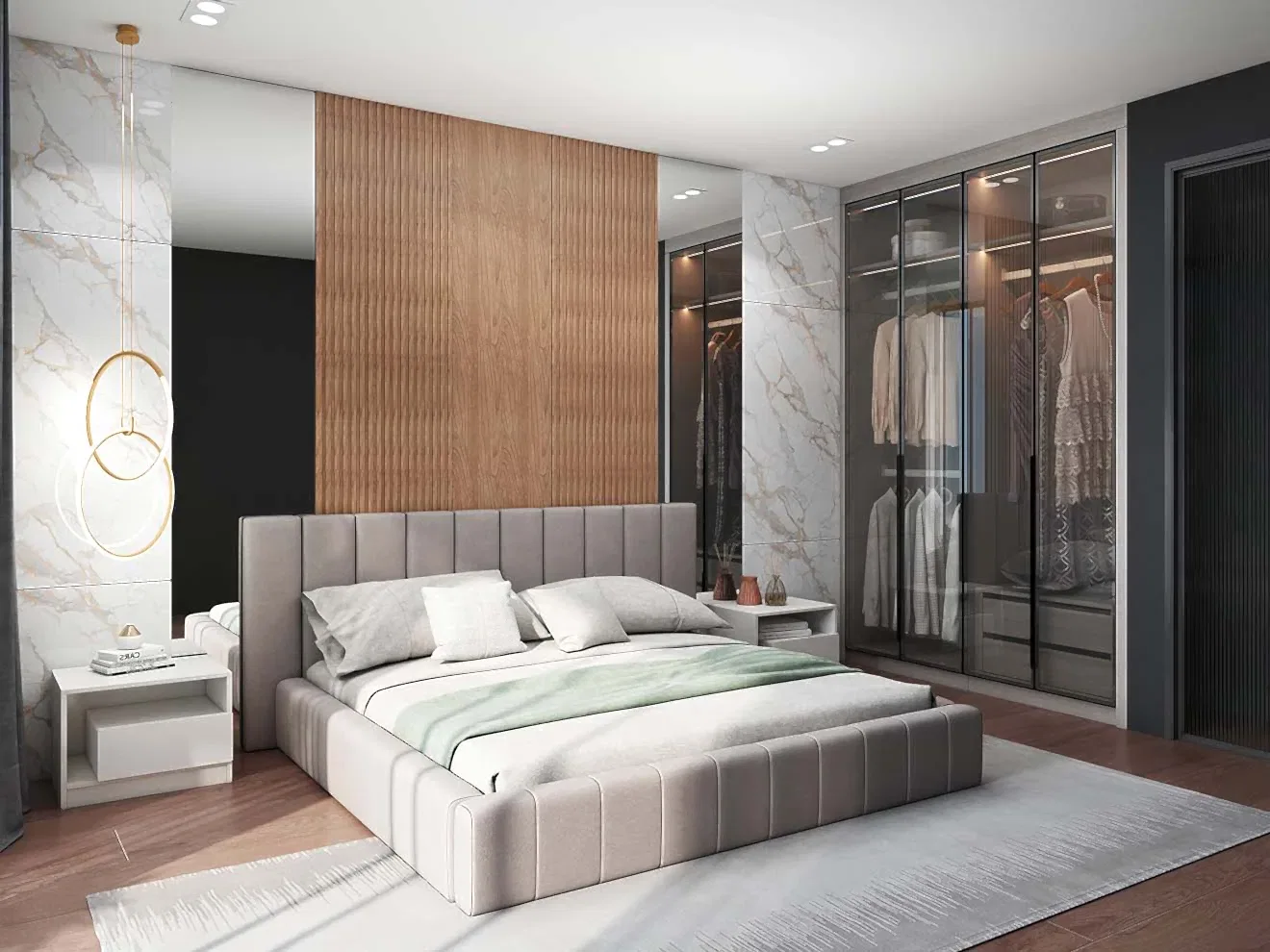 Black Melamine Modern Hinged Wardrobes with Glass Doors 1 Black Melamine Modern Hinged Wardrobes with Glass Doors