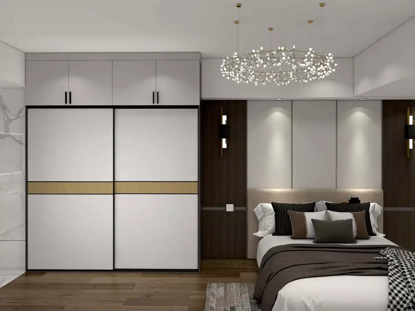 Minimalist Elegance Two-tone Sliding Door Wardrobe