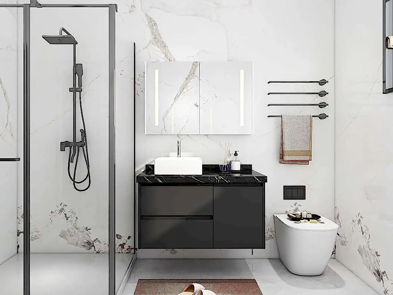 Modern black Lacquer Plywood Bathroom Vanity 1 Modern Black Lacquer Plywood Bathroom Vanity