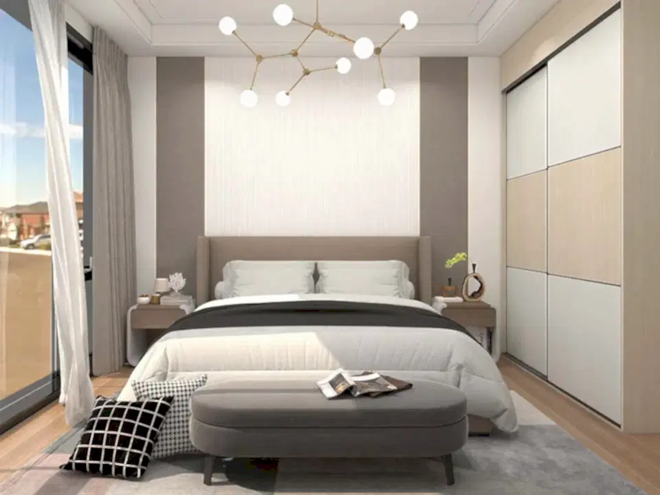 Modern Two-tone Melamine Sliding Door Wardrobe 4 Modern Two-tone Melamine Sliding Door Wardrobe