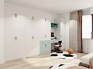 Modern Kids Closet With Integrated Study Desk
