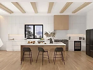 Bright and Airy Kitchen with Light Color Wood Cabinets