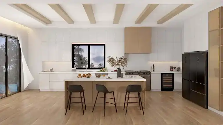 Bright and Airy Kitchen with Light Color Wood Cabinets