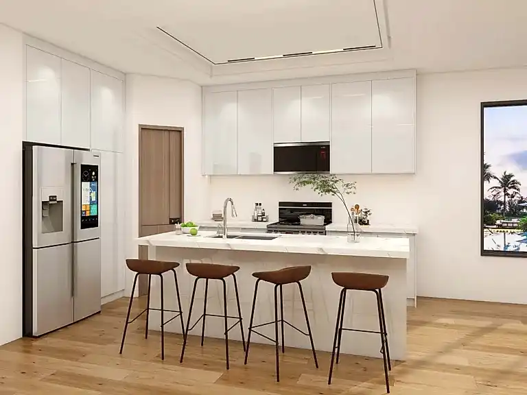 Glossy Lacquer Kitchen Cabinets for a Bright Modern Look