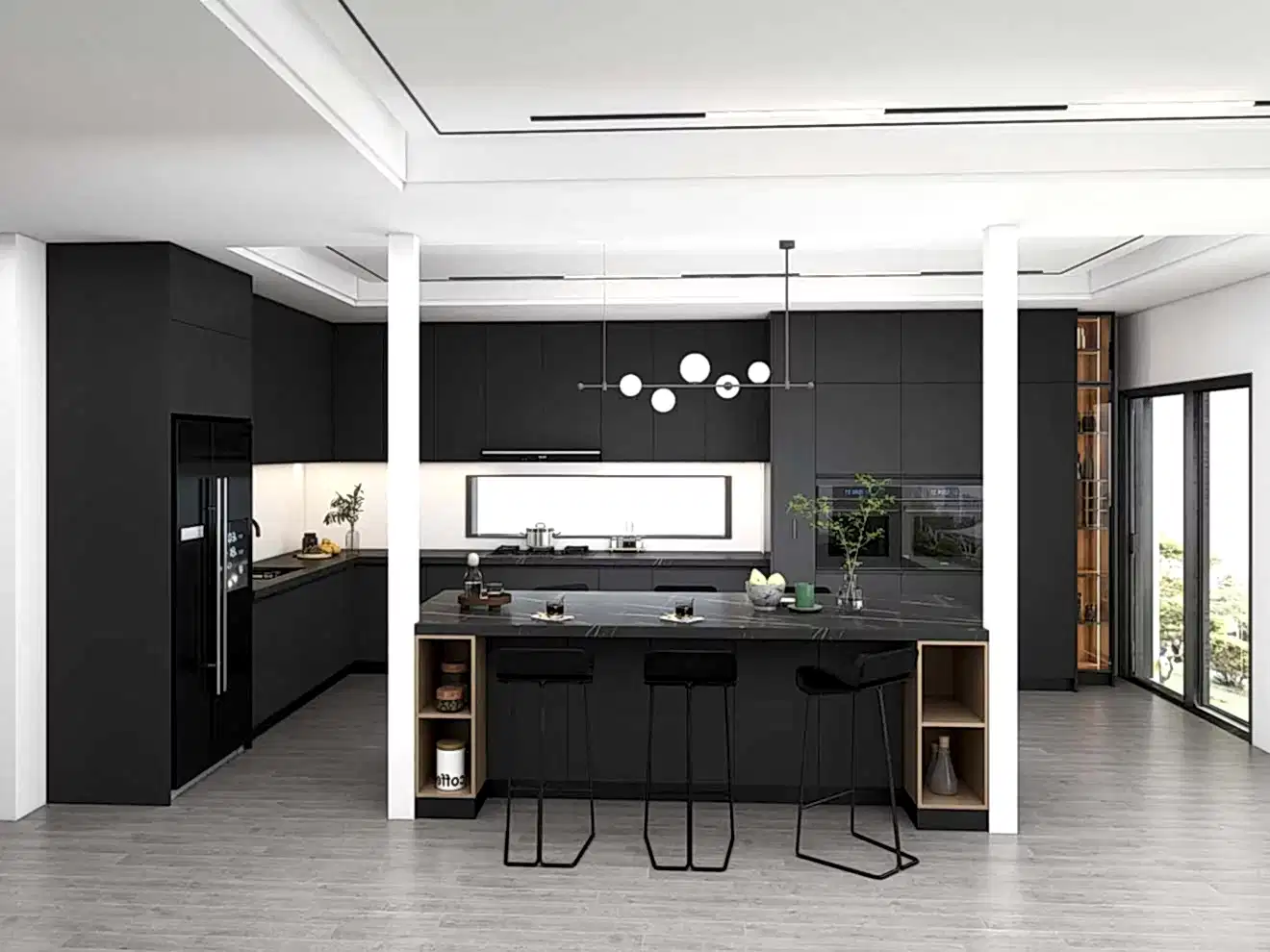Sleek and Modern Dark Grey Kitchen Cabinets with Golden Accents 1 Sleek and Modern Dark Grey Kitchen Cabinets with Golden Accents