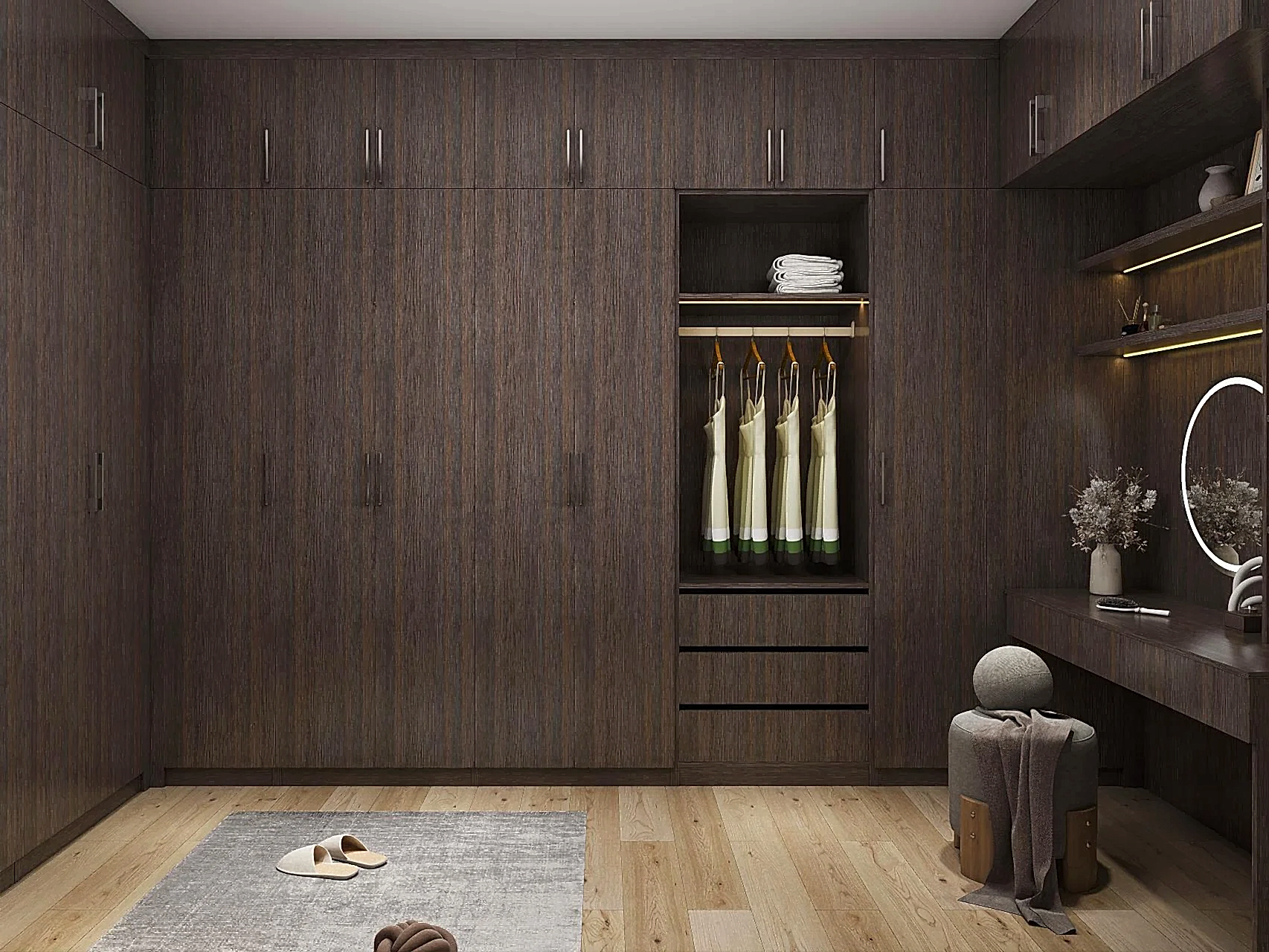 Walk In Closet 11 Luxurious Wood Walk-In Closet for Elegant Storage Solutions