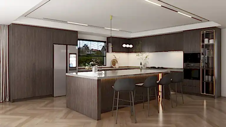 High-Gloss&nbsp;Brown&nbsp;Cabinets&nbsp;for&nbsp;Warm,&nbsp;Rich&nbsp;Style