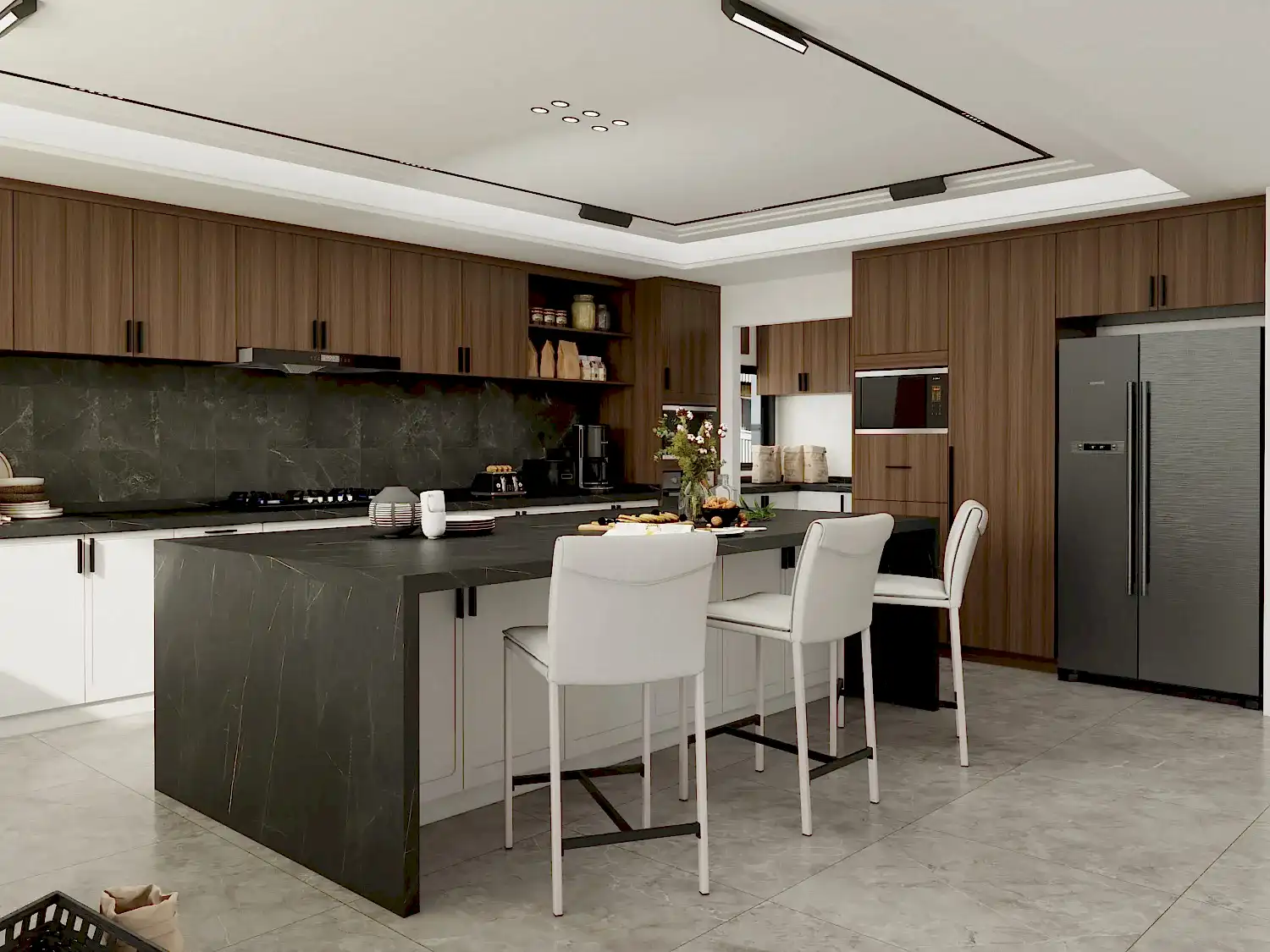Luxury Veneer-Finished Kitchen Island Cabinet 3 Luxury Veneer Cabinetry Focus