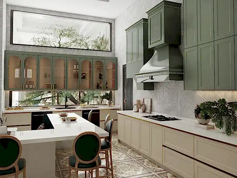 Product 16 Elegant Green and Beige Kitchen by American Cabinet Refacing