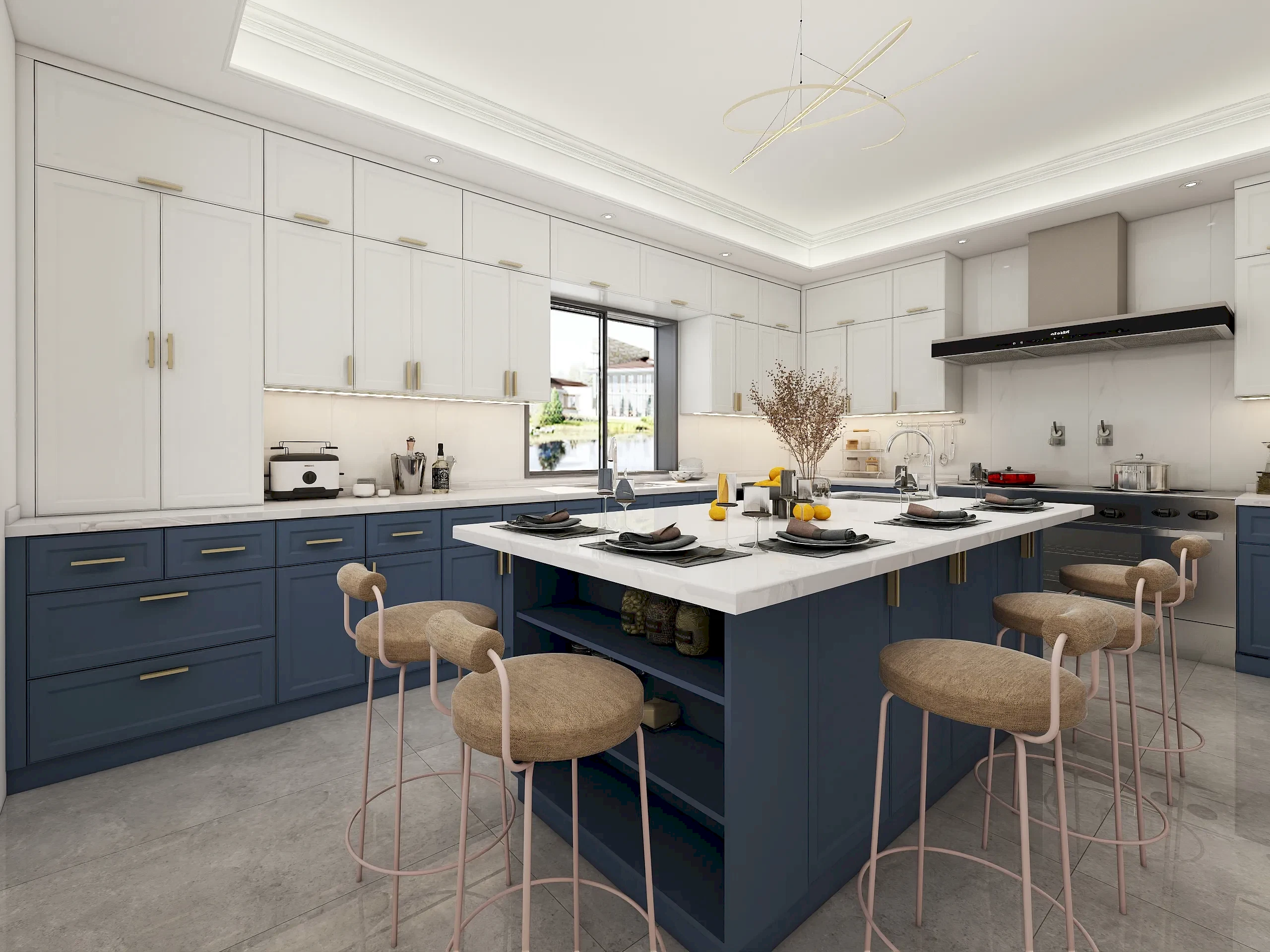 Shaker Kitchen Cabinets 11 Shaker-Style Navy and White American Custom Cabinets