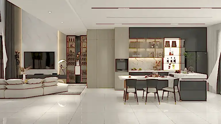 Product 13 Desain Lemari Dapur Kustom Minimalis dengan Sentuhan Kayu & Marmer