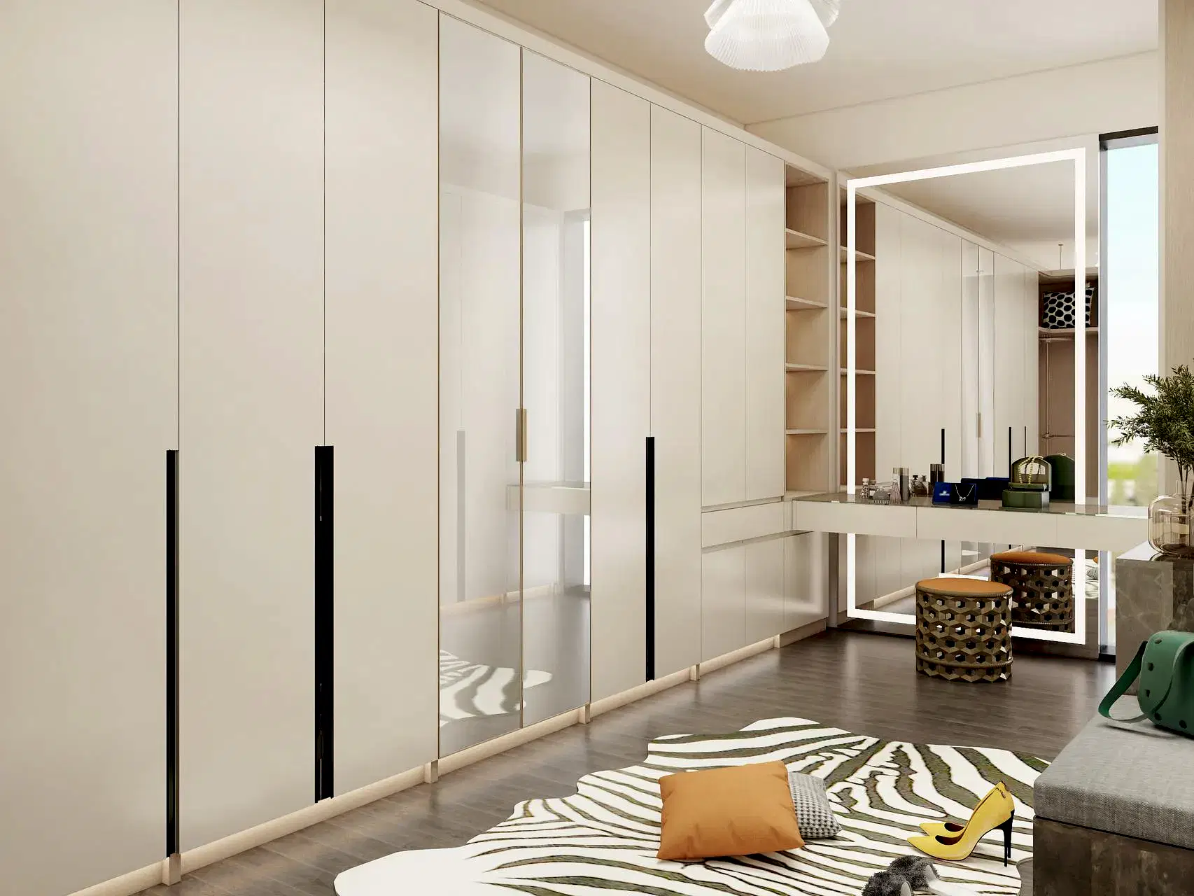 Lemari Pakaian Kustom Minimalis dengan Finishing Melamine Putih Elegan 1 Lemari Pakaian Kustom Minimalis dengan Finishing Melamine Putih Elegan
