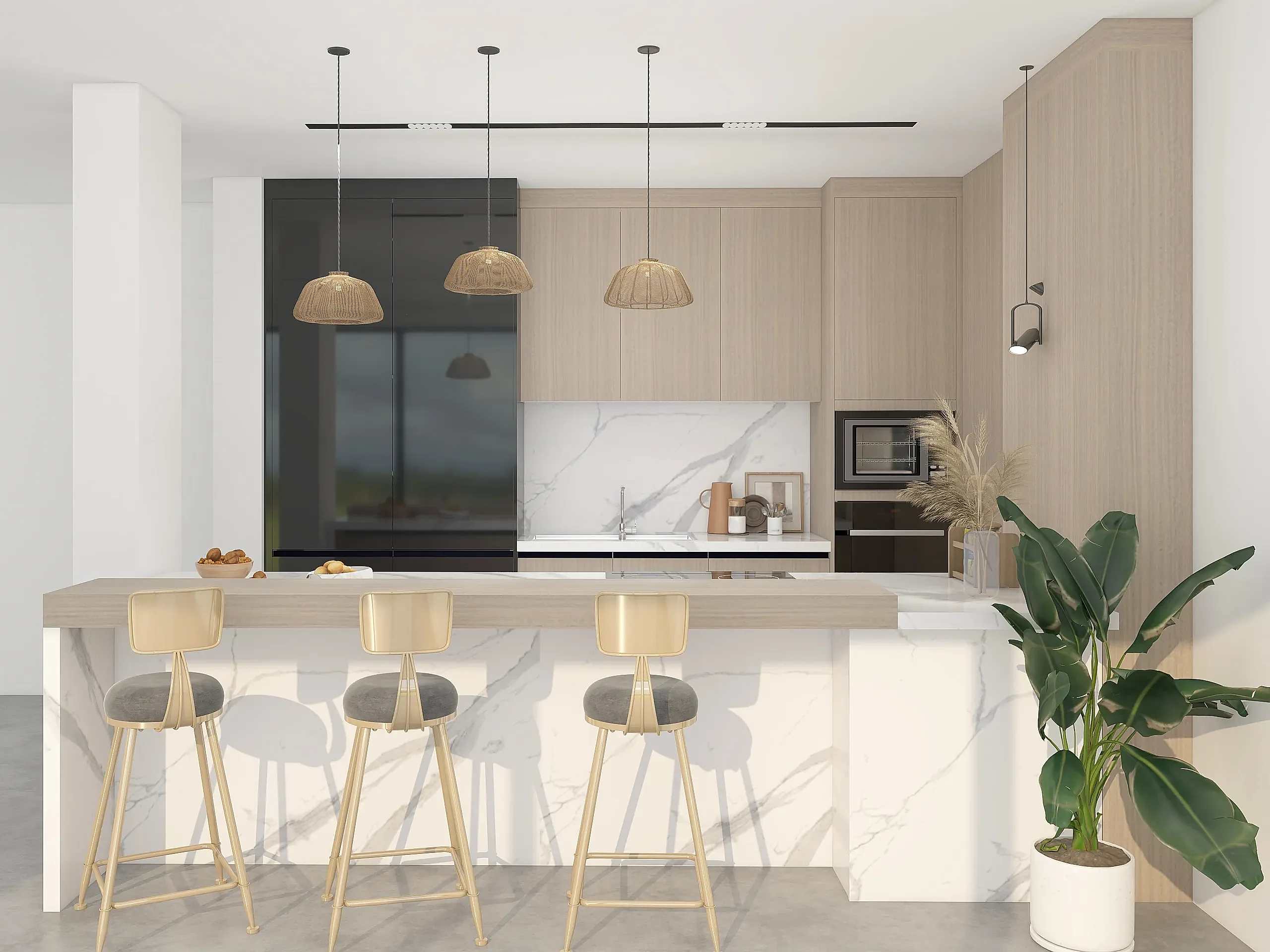 Melamine Kitchen Cabinets 12 Sleek combination of light oak wood melamine and lacquer for a minimalist modern kitchen