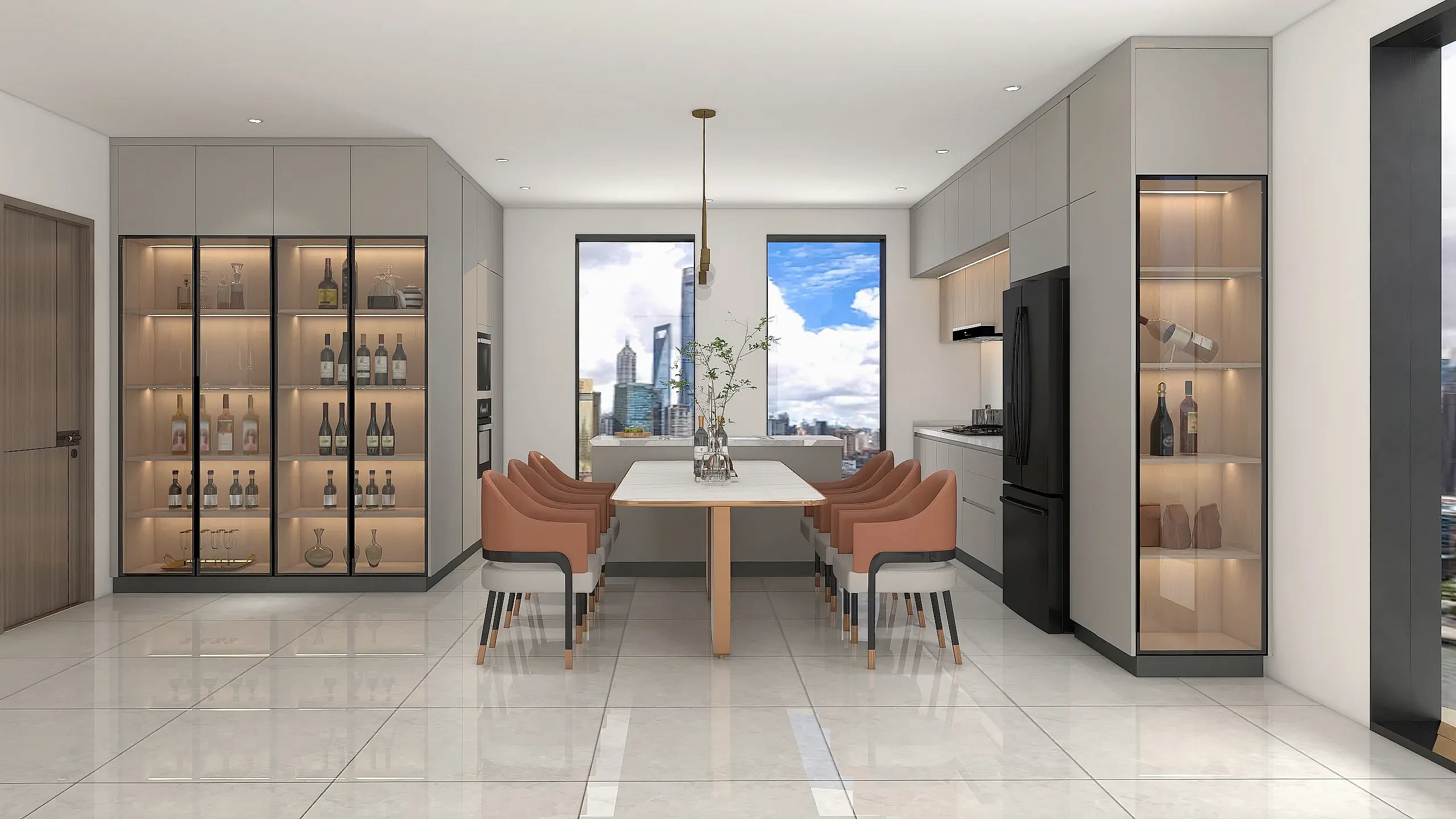 Lacquer Kitchen Cabinets 13 Warm Grey Matte Lacquer Kitchen Cabients With Glass Wine Cabients