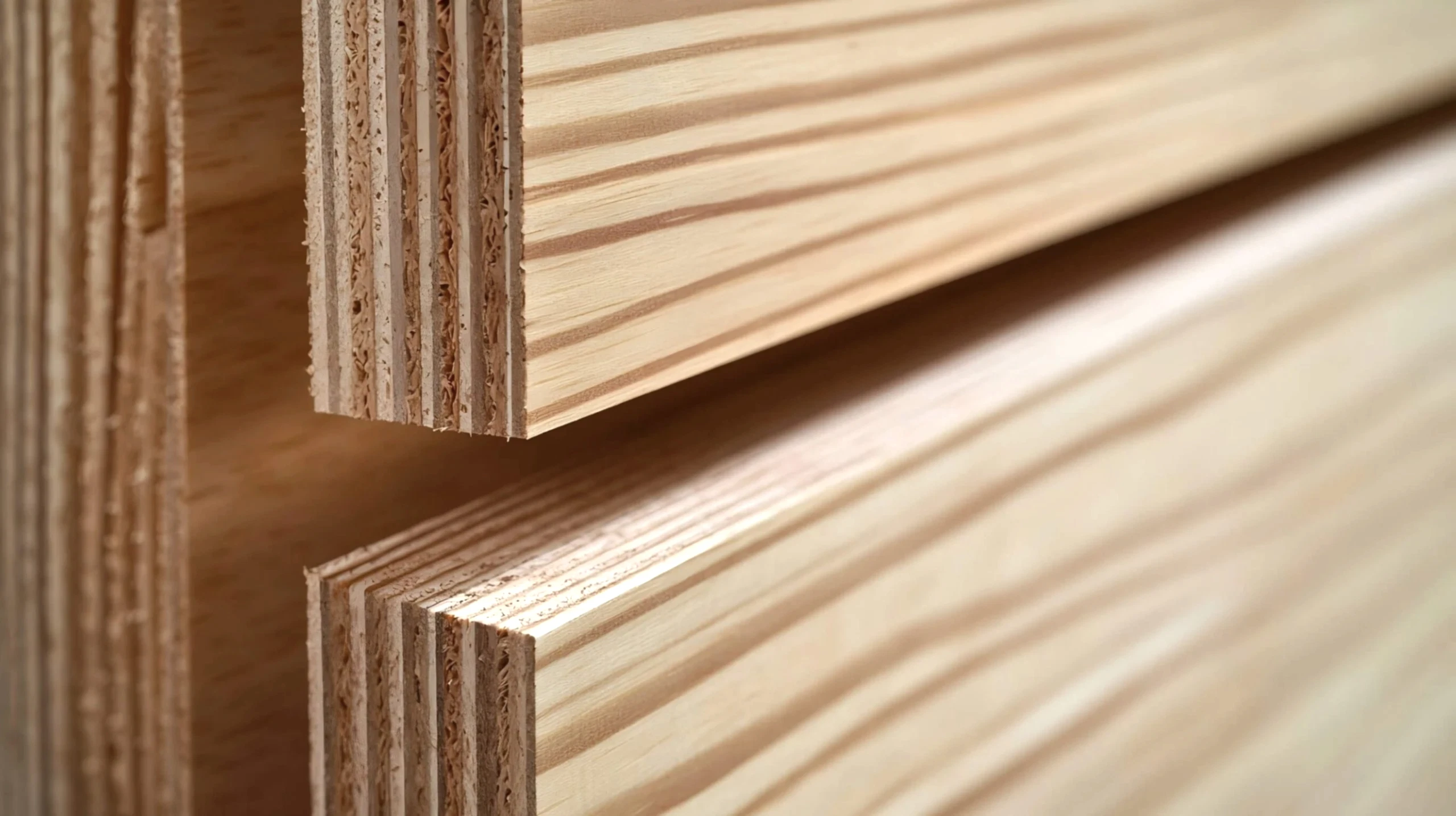 Plywood Kitchen Cabinets 18 Close-up of plywood sheets showing layered edge structure.