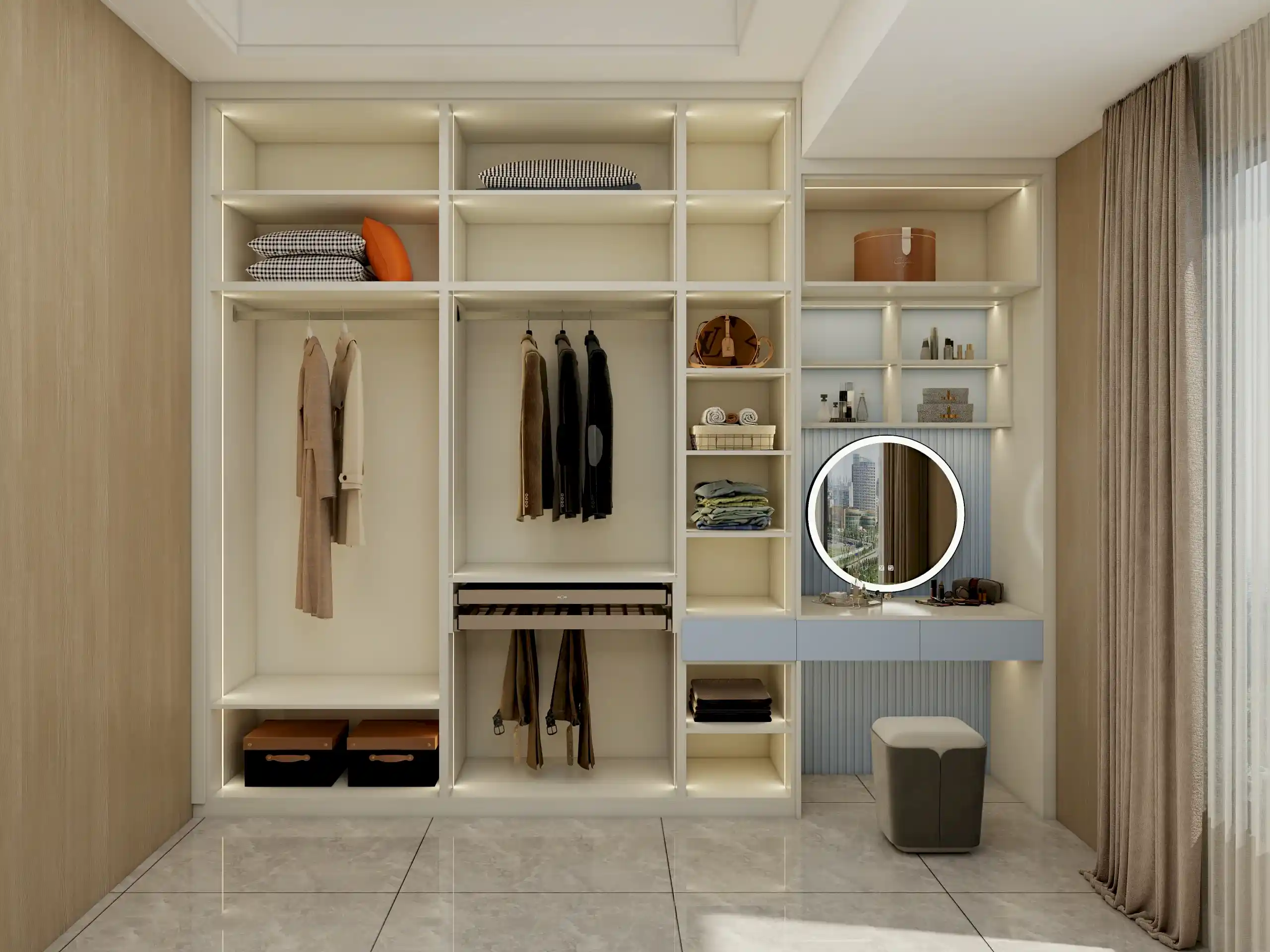 Walk In Closet 20 Swing closet doors opened to reveal organized storage and clothing minimum size for a walk in closet