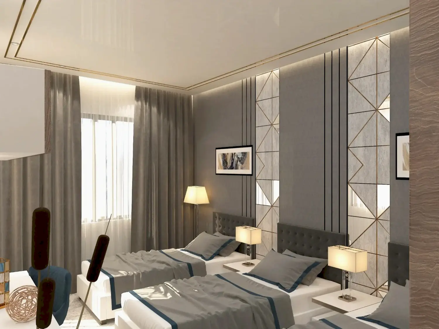 Hotel Fixed Furniture 2 Modern Gray Hotel Fixed Furniture Design