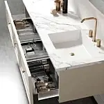 Sanitary Ware 4 Stylish bathroom vanity with marble countertop and modern storage drawers showcasing sanitary ware