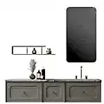 Sanitary Ware 5 Stylish bathroom vanity with marble countertop and sleek mirror design