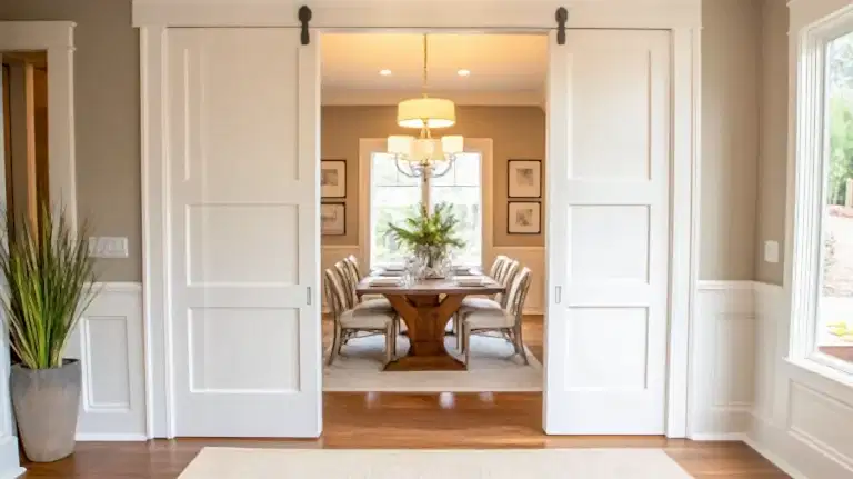 Kitchen Design 36 large living room with double pocket door creating wide entry opening